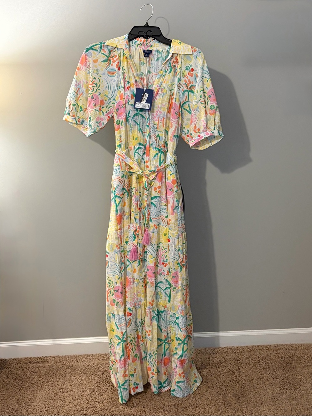 Target Roller Rabbit sold out Tropical Print Maxi Dress yellow size XS NEW NWT